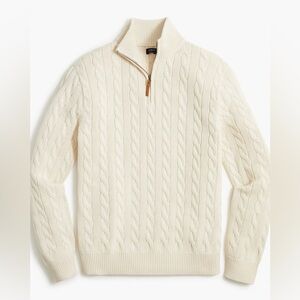 NWT! J. Crew Men’s Cotton Cable Half-zip Sweater, Natural Sz Small